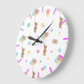 Teddy Bear mit Balloons Große Wanduhr (Winkel)
