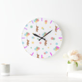 Teddy Bear mit Balloons Große Wanduhr (Zuhause)