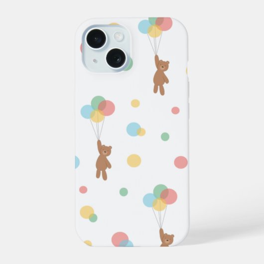 Teddy Bear mit Balloons iPhone 15 Hülle (Rückseite)
