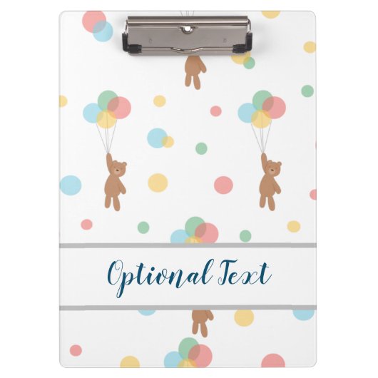 Teddy Bear mit Balloons Klemmbrett (Vorderseite)