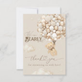 Teddy Bear mit Balloons Neutral Baby Dusche Dankeskarte (Vorderseite)