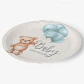 Teddy Bear mit Balloons Pappteller (Schrägansicht)