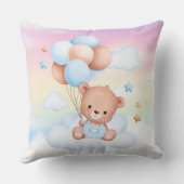 Teddy Bear mit Balloons Rainbow Sky Throw Kissen (Rückseite)