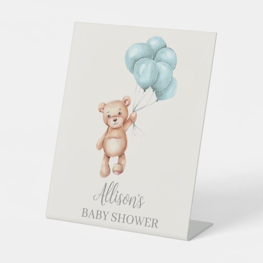 Teddy Bear mit Balloons Sockelschild (Vorderseite)