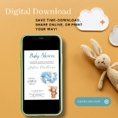 Teddy Bear mit Balloons Spanische Babydusche Weiß Einladung