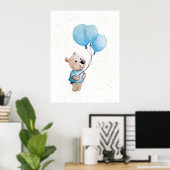 Teddy Bear mit Balloons Wasserfarbe Kinderzimmer Poster (Heimbüro)