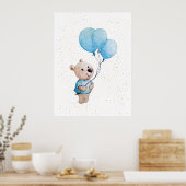 Teddy Bear mit Balloons Wasserfarbe Kinderzimmer Poster (Küche)