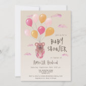 Teddy Bear mit Balloons Zeichnend Babydusche Einladung (Vorderseite)