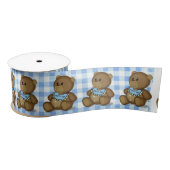 Teddy Bear mit Bib auf Gingham Satinband (Spule)