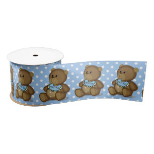 Teddy Bear mit Bib auf Polka Dots Satinband