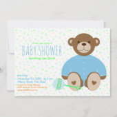 Teddy Bear mit Blauer Babydusche Einladung (Vorderseite)