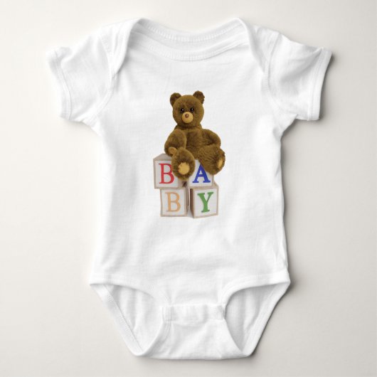 Teddy Bear mit Blocks Baby Dusche Strampler (Vorderseite)
