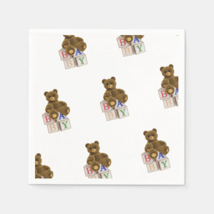 Teddy Bear mit Blocks Serviette