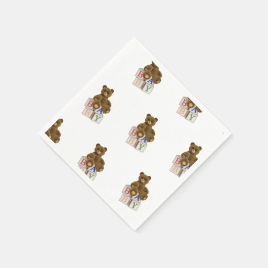 Teddy Bear mit Blocks Serviette (Ecke)