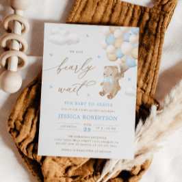 Teddy Bear mit Blue Balloons Baby Dusche Einladung