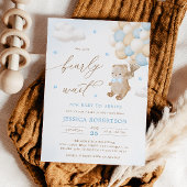 Teddy Bear mit Blue Balloons Baby Dusche Einladung