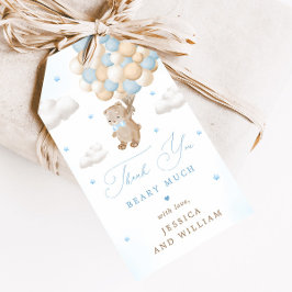 Teddy Bear mit Blue Balloons Baby Dusche Geschenkanhänger