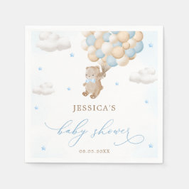 Teddy Bear mit Blue Balloons Baby Dusche Serviette