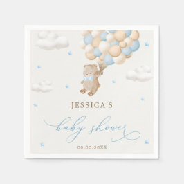 Teddy Bear mit Blue Balloons Baby Dusche Serviette