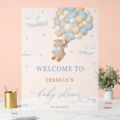 Teddy Bear mit Blue Balloons Baby Dusche Willkomme Acrylschild (Hochzeit)