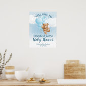 Teddy Bear mit Blue Balloons Begrüßungszeichen Poster (Küche)