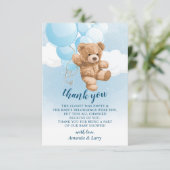 Teddy Bear mit Blue Balloons Danke Karte (Stehend Vorderseite)