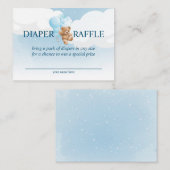 Teddy Bear mit Blue Balloons Diaper Raffekarte Begleitkarte (Vorne/Hinten)