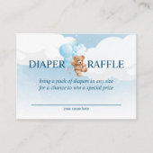 Teddy Bear mit Blue Balloons Diaper Raffekarte Begleitkarte (Vorderseite)