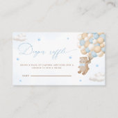 Teddy Bear mit Blue Balloons Diaper Raffles Begleitkarte (Vorderseite)