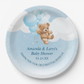 Teddy Bear mit Blue Balloons Paper Teller (Vorderseite)