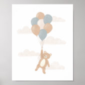Teddy Bear mit Blue Balloons Poster (Vorne)
