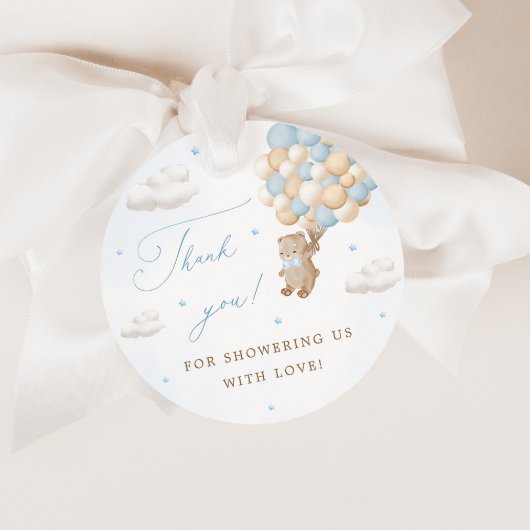Teddy Bear mit Blue Balloons Vielen Dank Geschenkanhänger