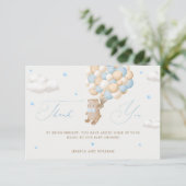 Teddy Bear mit Blue Balloons Vielen Dank Karte (Stehend Vorderseite)