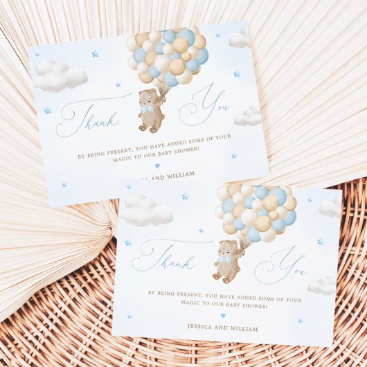 Teddy Bear mit Blue Balloons Vielen Dank Karte