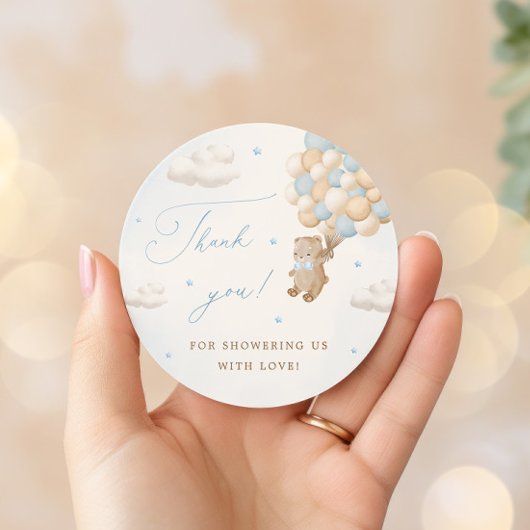 Teddy Bear mit Blue Balloons Vielen Dank Runder Aufkleber