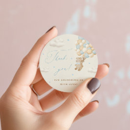 Teddy Bear mit Blue Balloons Vielen Dank Runder Aufkleber