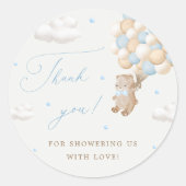 Teddy Bear mit Blue Balloons Vielen Dank Runder Aufkleber (Vorderseite)