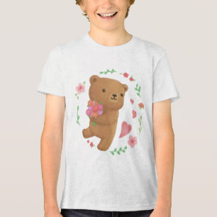 Teddy Bear mit Blume Tri-Blend Shirt