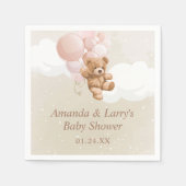 Teddy Bear mit Blush Pink Balloons Serviette (Vorderseite)