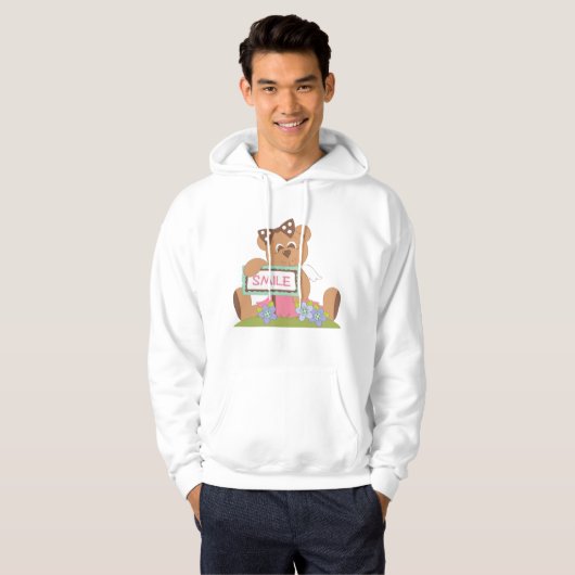 Teddy Bear mit Bow Holding Smile Sign Hoodie (Vorne ganz)