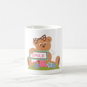 Teddy Bear mit Bow Holding Smile Sign Kaffeetasse