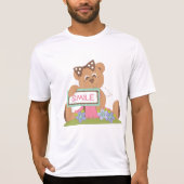 Teddy Bear mit Bow Holding Smile Sign T-Shirt (Vorderseite)