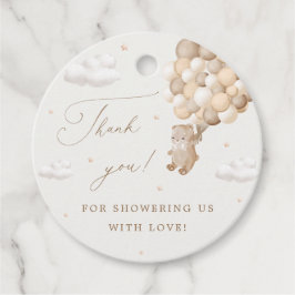 Teddy Bear mit braunen Balloons Danke Geschenkanhänger