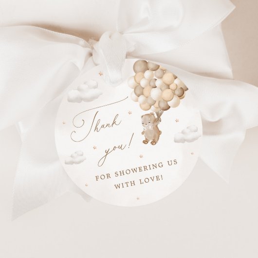 Teddy Bear mit braunen Balloons Danke Geschenkanhänger