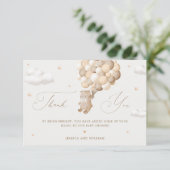 Teddy Bear mit braunen Balloons Danke Karte (Stehend Vorderseite)