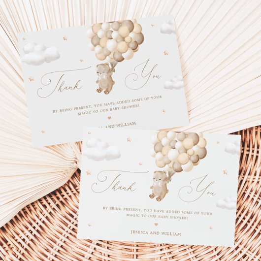 Teddy Bear mit braunen Balloons Danke Karte