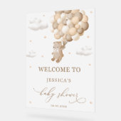 Teddy Bear mit Brown Balloons Babydusche Willkomme Acrylschild (Winkel)