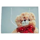 Teddy Bear mit einem Roten Bow Große Geschenktüte (Vorderseite)