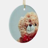 Teddy Bear mit einem Roten Bow Keramik Ornament (Rechts)