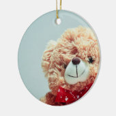 Teddy Bear mit einem Roten Bow Keramik Ornament (Links)